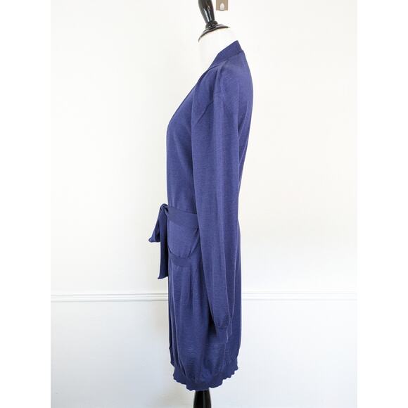 Piazza Sempione Cardigan Sweater Wool Silk Long Knit Fall Winter Blue Size S - Picture 8 of 11